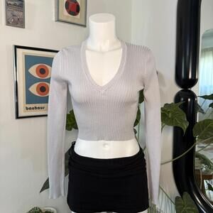 Brandy Melville Ribbed Knit Sweater Sky Blue Cropped Top